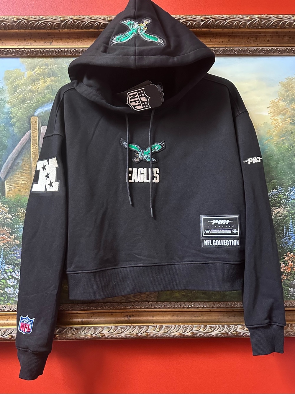 Philadelphia Eagles Cropped Fleece Pullover Hoodie by Pro Standard Women’s Small